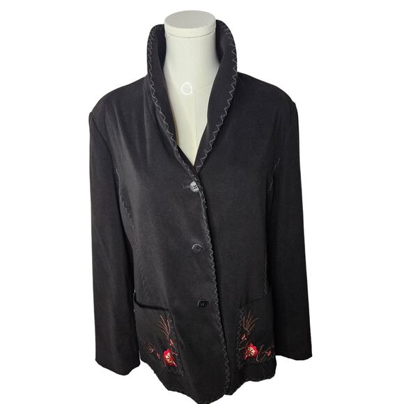 Women's Susan Graver Black Embroidered Blazer Size Medium - Picture 1 of 10